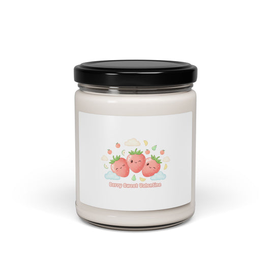 Strawberry Smile Candle, Soy Jar Candle | Pastel Kawaii Fruit Scented